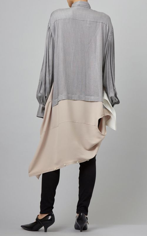 レイヤードデザインボウタイロングシャツ