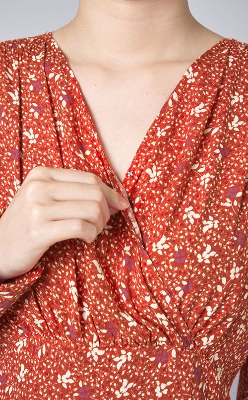 プリントギャザーロングワンピース