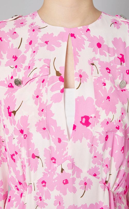 ピンクフラワープリントワンピース