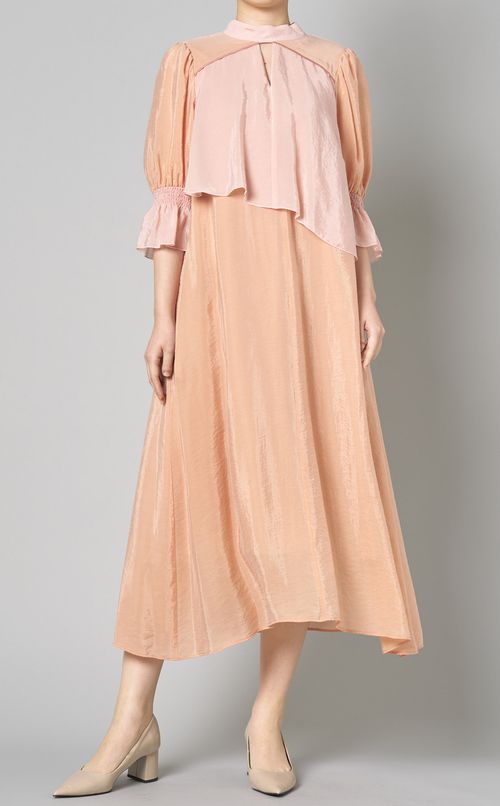 シアーバイカラーレイヤードドレス