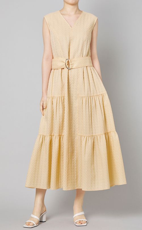 スパークルジャガードベルト付ワンピース