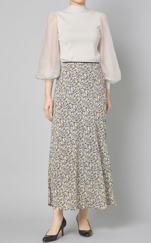 フラワープリントナロースカート