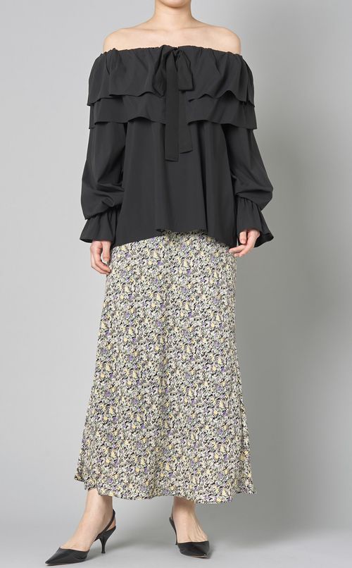 フラワープリントナロースカート