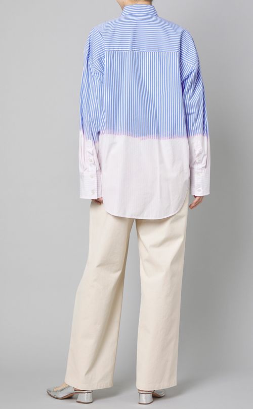 コットンス卜ライプグラデーションシャツ