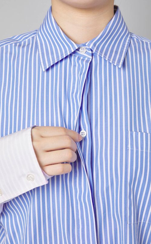 コットンス卜ライプグラデーションシャツ