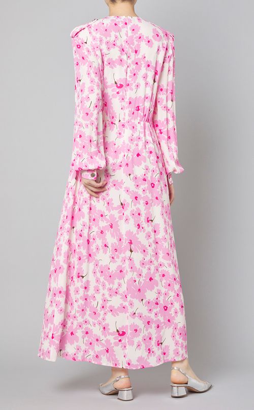 ピンクフラワープリントワンピース