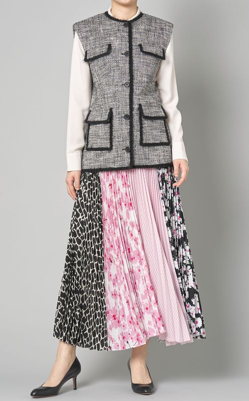 フラワージラフプリントプリーツスカート