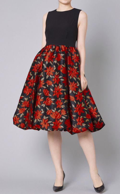 フラワーブロケードフレアワンピース