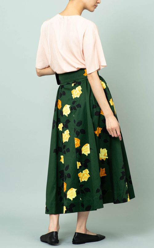 ベルト付フラワープリントスカート
