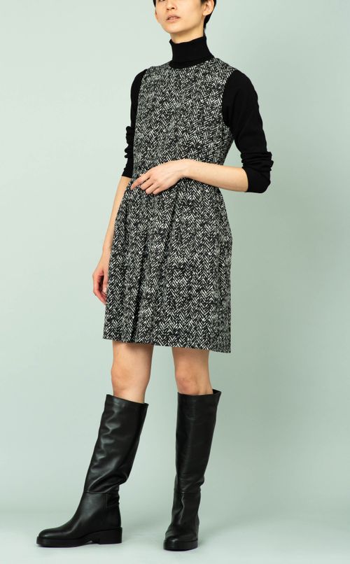 ヘリンボーンノースリーブミニワンピース