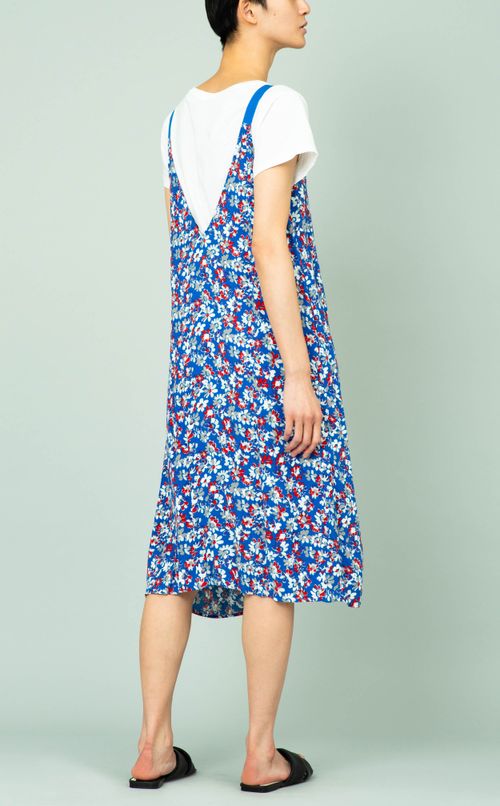 フラワープリントVネックワンピース