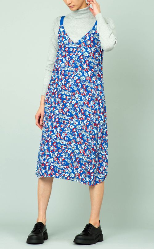 フラワープリントVネックワンピース