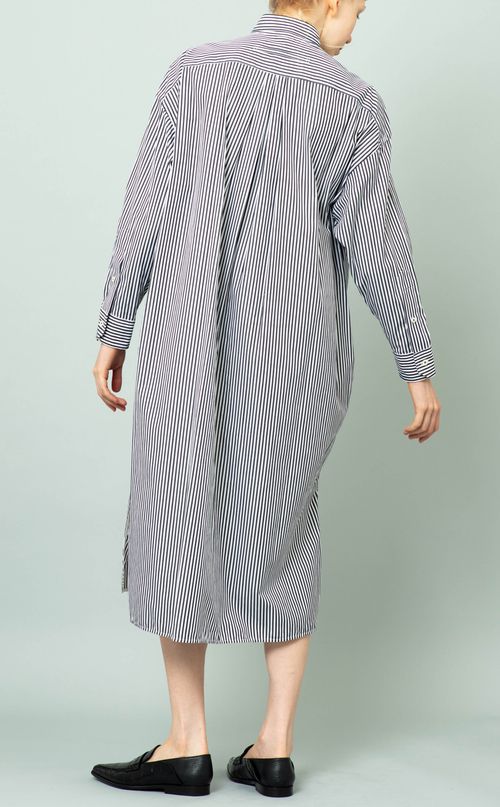 ストライプロングシャツワンピース