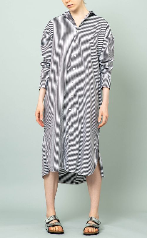 ストライプロングシャツワンピース