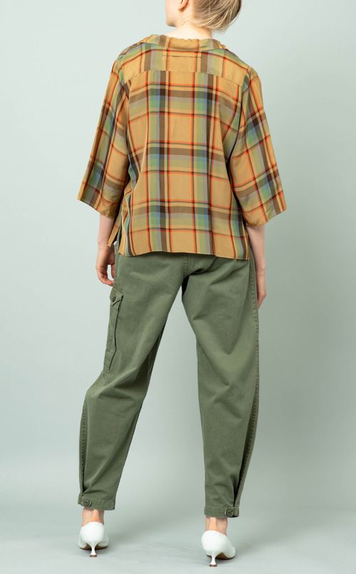 オープンカラーチェックシャツ