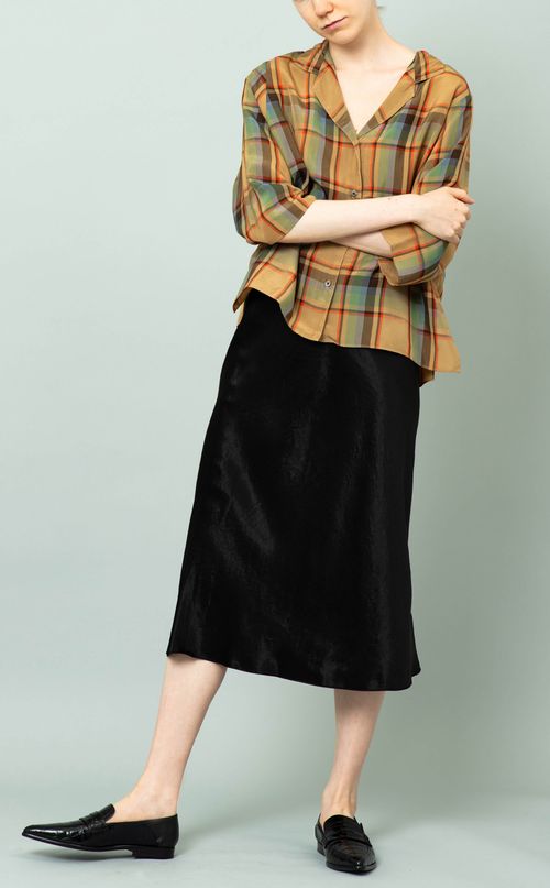 オープンカラーチェックシャツ