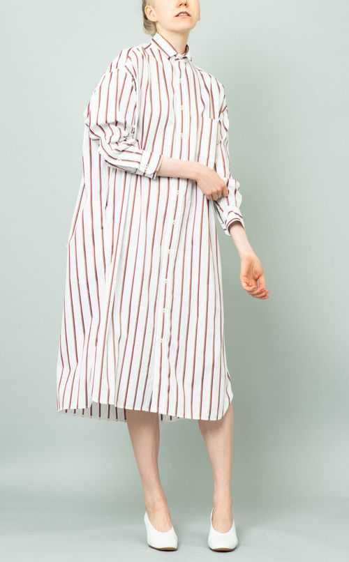 ストライプロングシャツワンピース