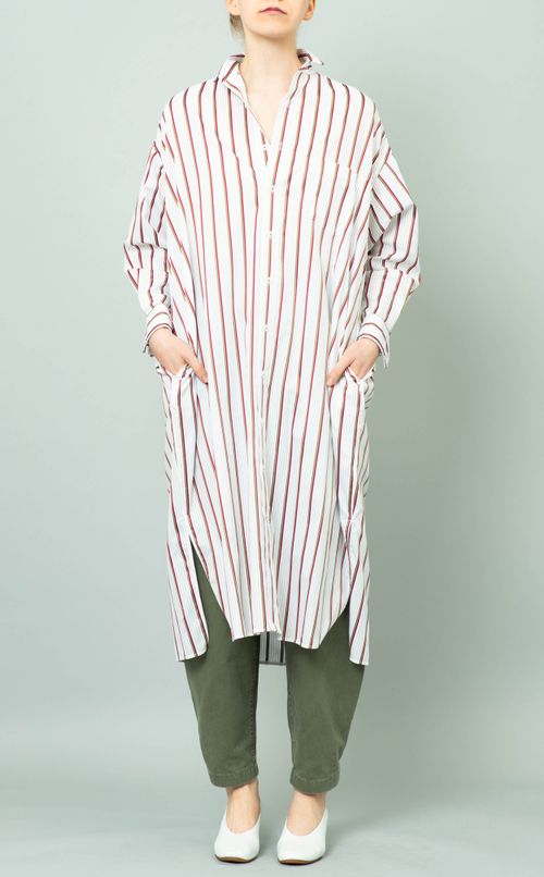 ストライプロングシャツワンピース