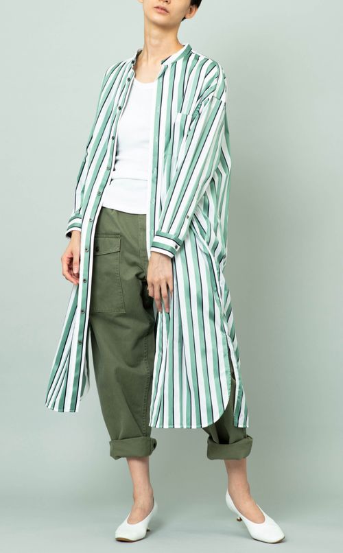 スタンドカラーロングワンピース