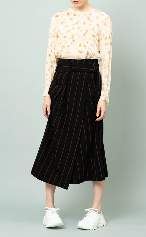 ベルト付ストライプスカート