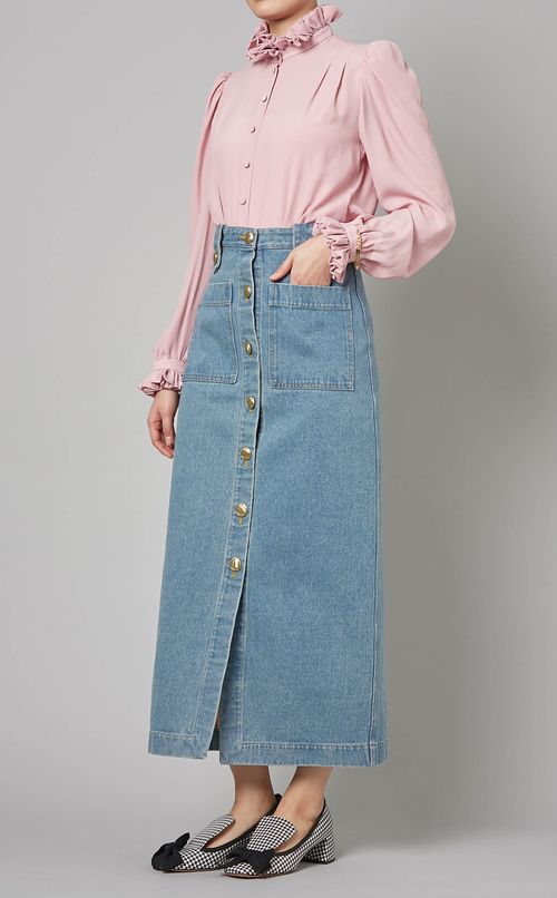 フロントボタンデニムスカート