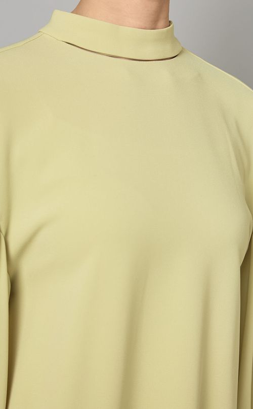 ギャザースリーブハイネックワンピース