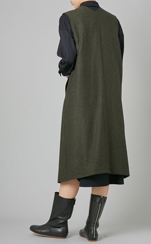 ツイードジップスリットジレ