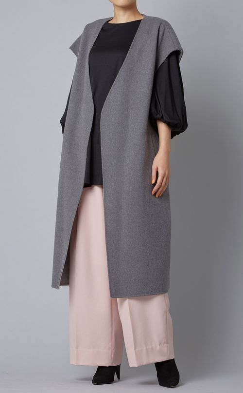 ウール混ロングジレ