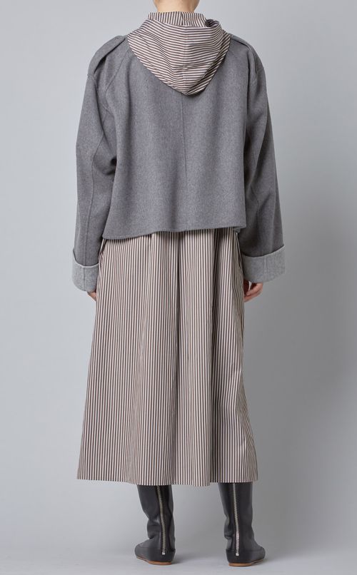 ウール混ノーカラーライトコート