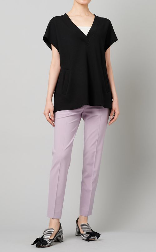 Vネックフレンチスリーブカットソー