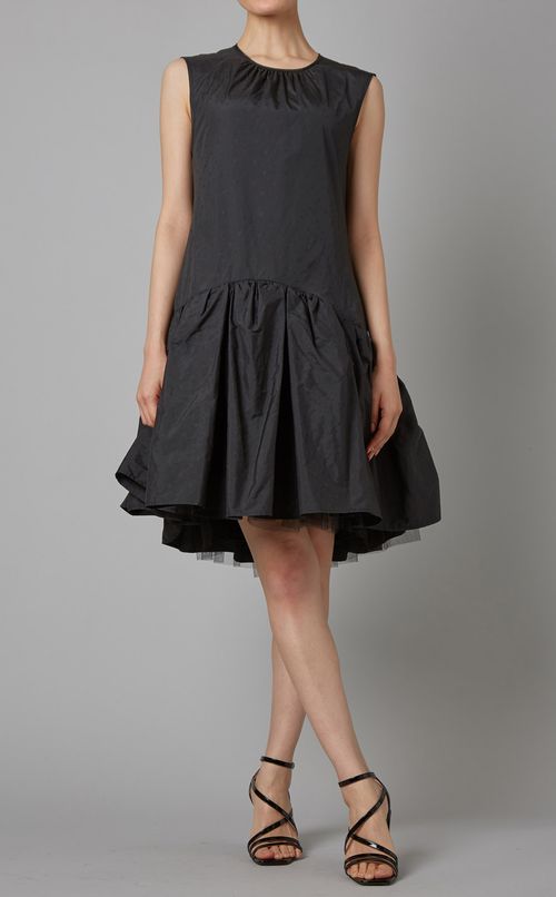 チュール付ギャザーミニワンピース