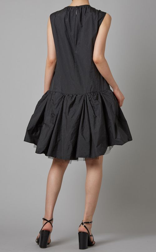 チュール付ギャザーミニワンピース