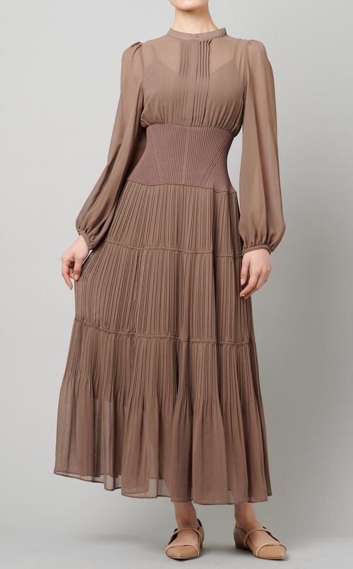 シャーリングシフォンワンピース