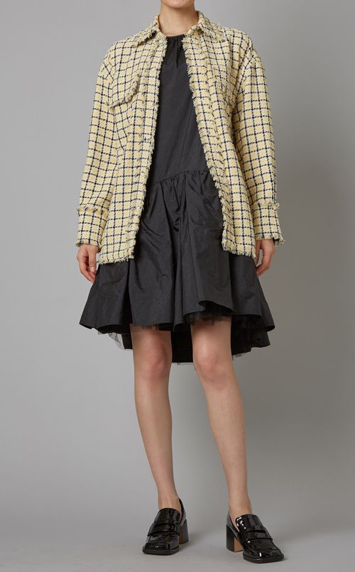 チュール付ギャザーミニワンピース