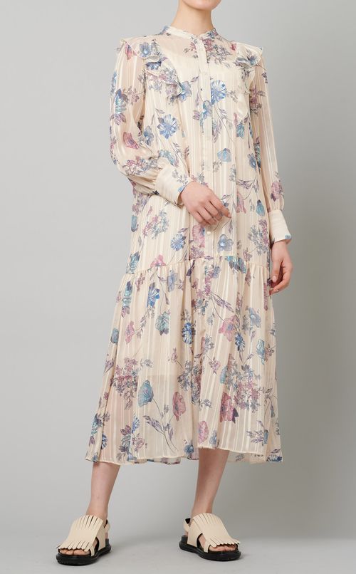 フラワープリントフリルワンピース