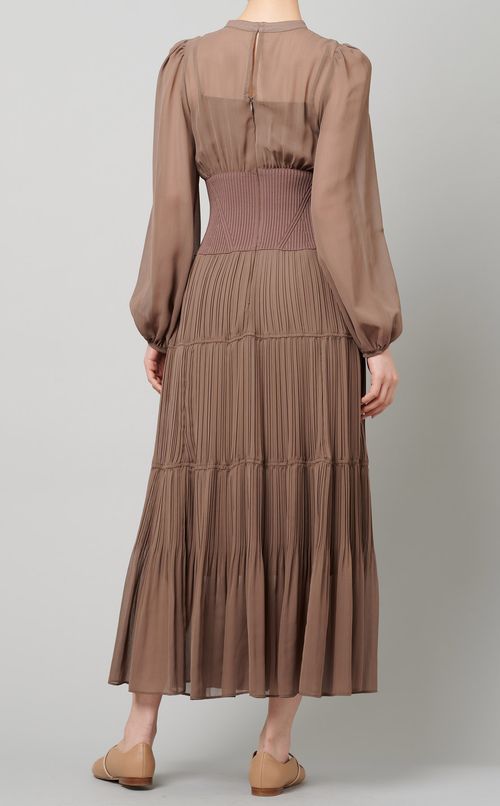 シャーリングシフォンワンピース