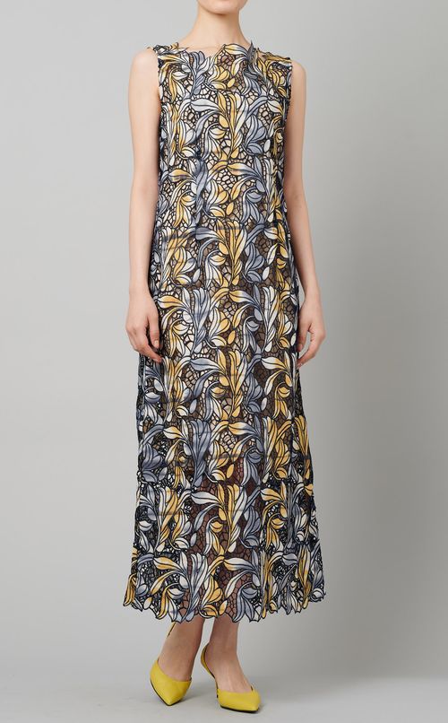 レーザーカットストレートドレス