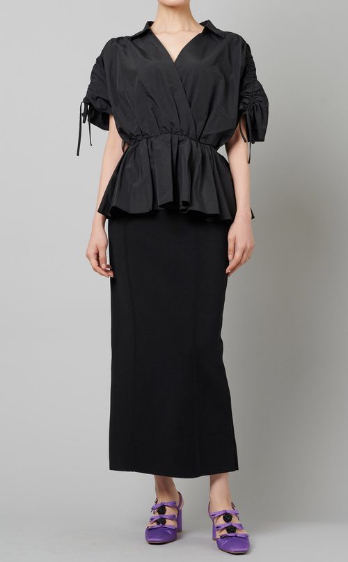 ギャザーブラウスニットコンビワンピース