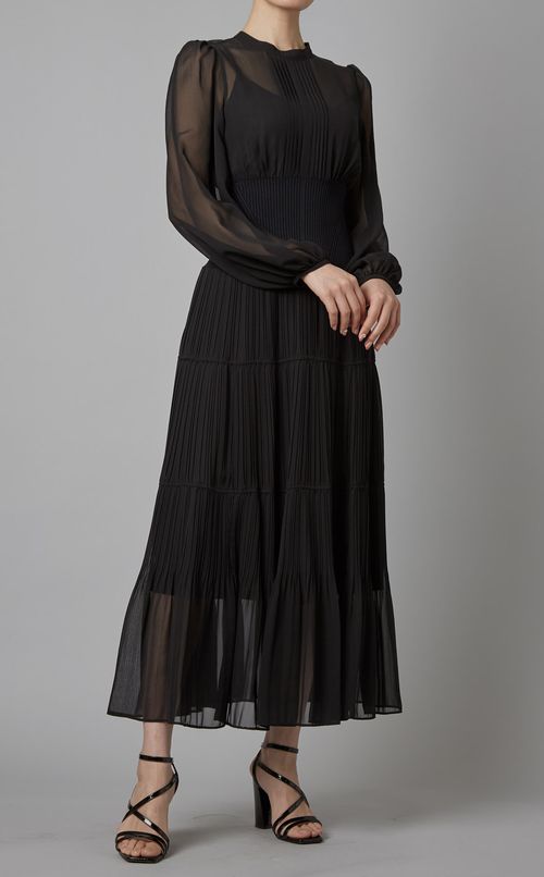 シャーリングシフォンワンピース