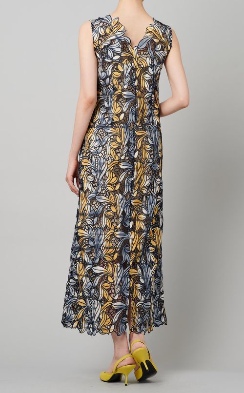 レーザーカットストレートドレス