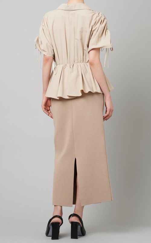 ギャザーブラウスニットコンビワンピース