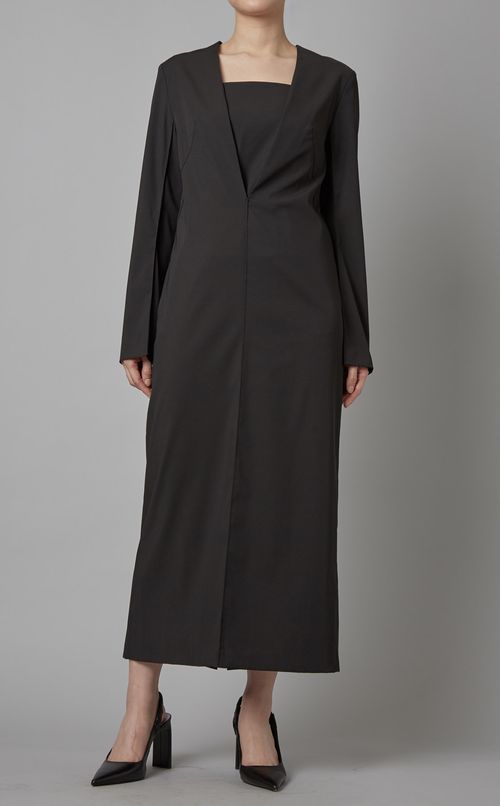 VネックIラインワンピース