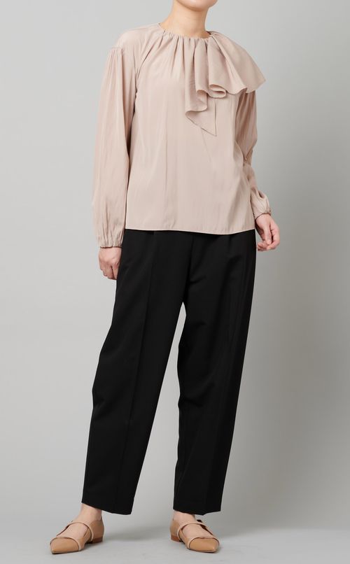 アシンメトリーフリルカラーブラウス