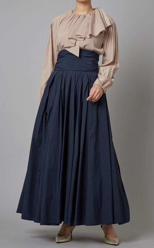 アシンメトリーフリルカラーブラウス