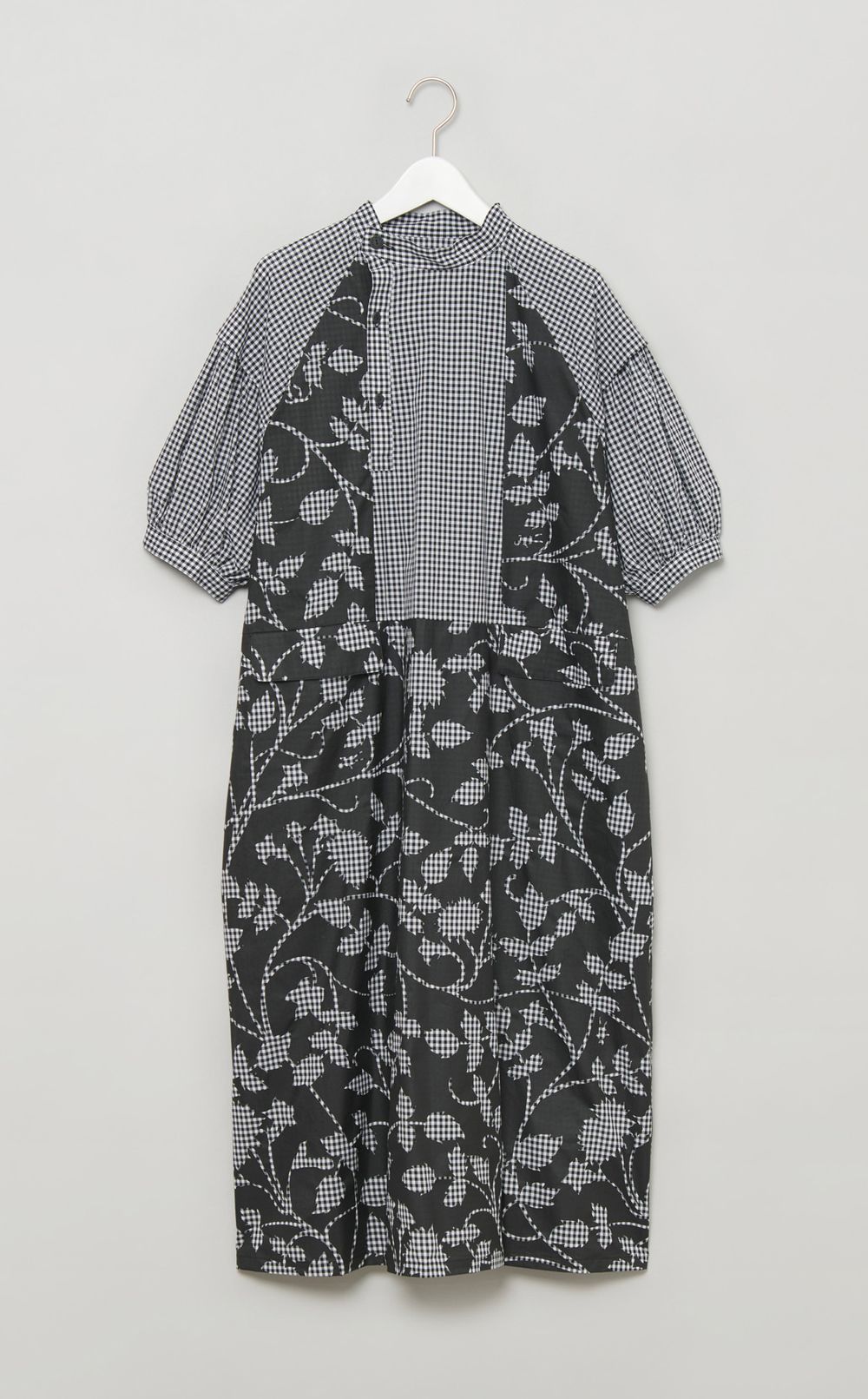 フラワーチェックボリュームワンピース