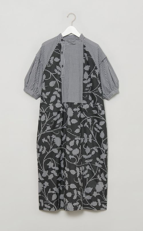 フラワーチェックボリュームワンピース