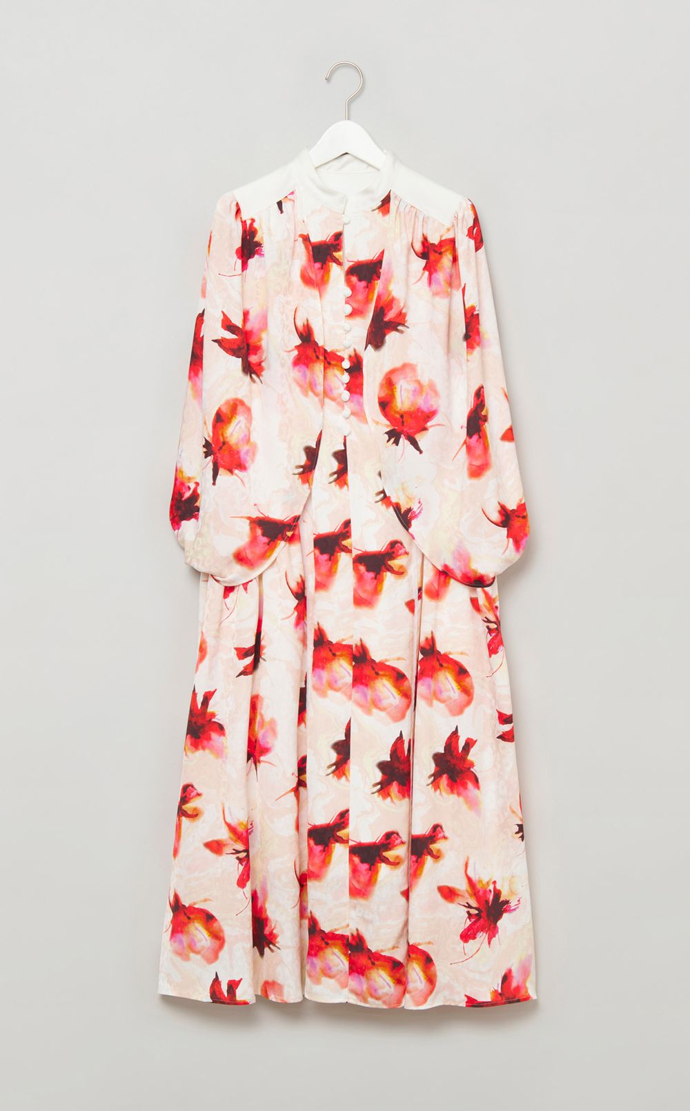 マーブルフラワープリントケープドレス