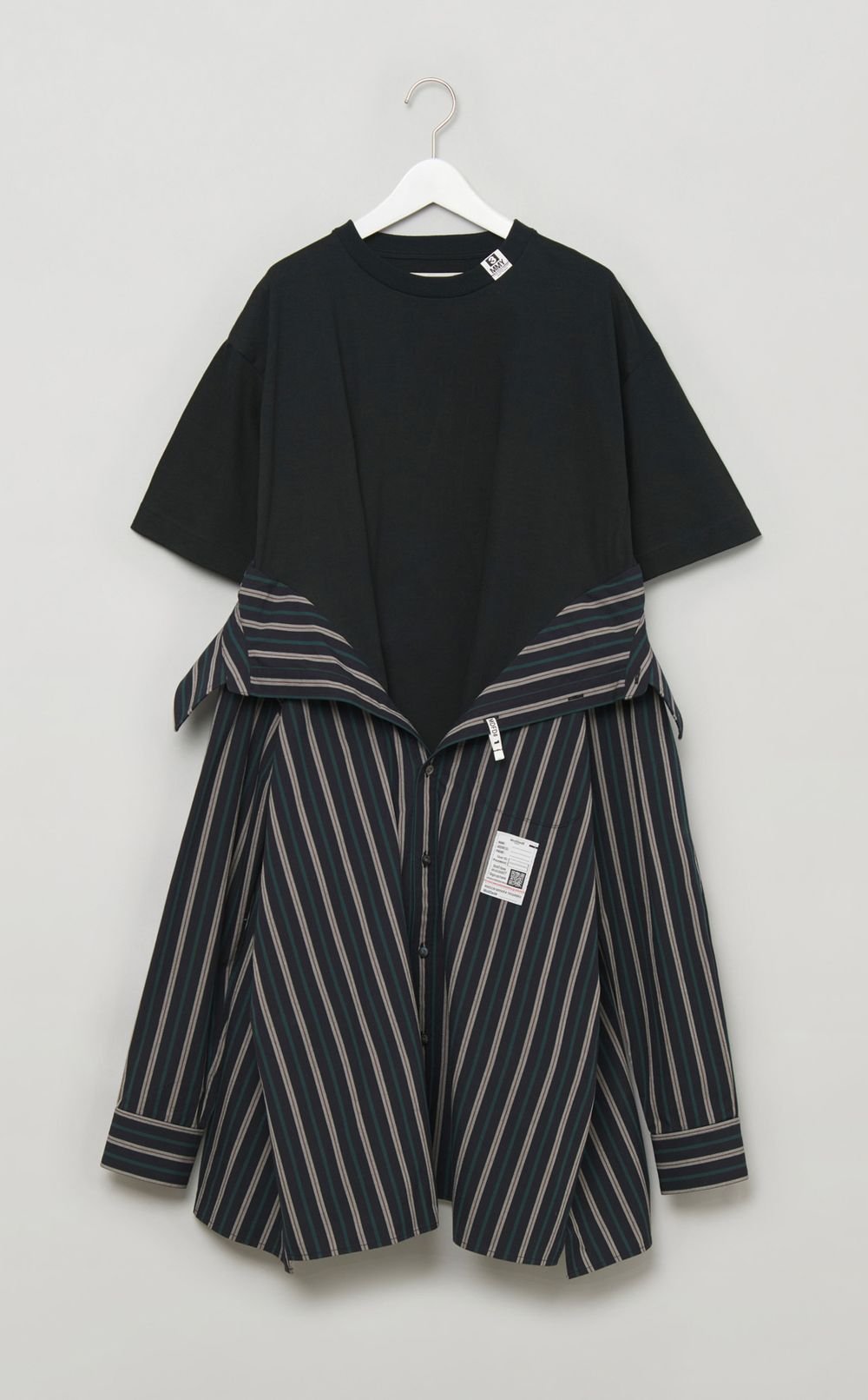 ストライプシャツコンビワンピース