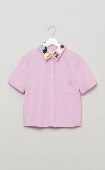 プリント切替コットンブラウス