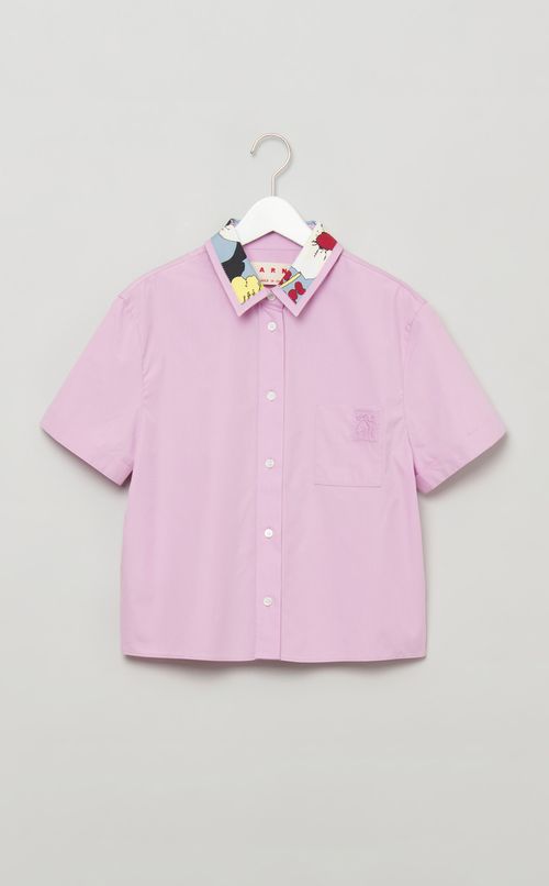 プリント切替コットンブラウス